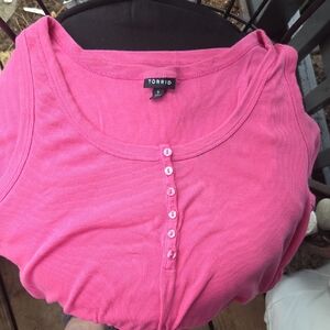 Torrid Bright Pink Button-Front Tank Top
